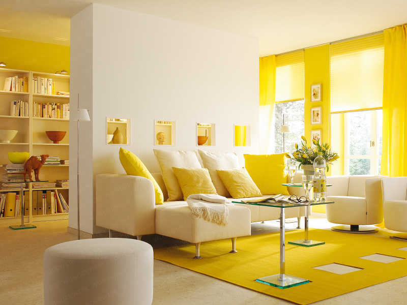 Жълти нюанси в дизайна на жилищни помещения