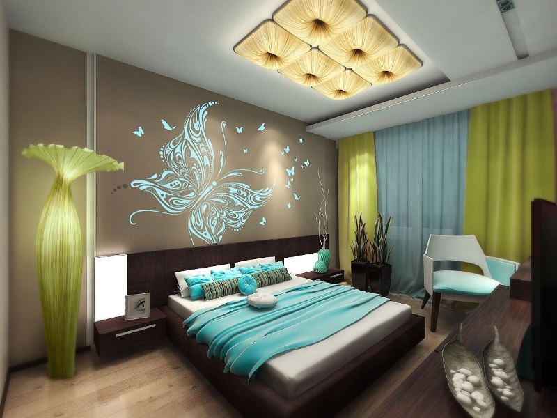 Unutrašnjost prekrasne ženske spavaće sobe u modernom stilu