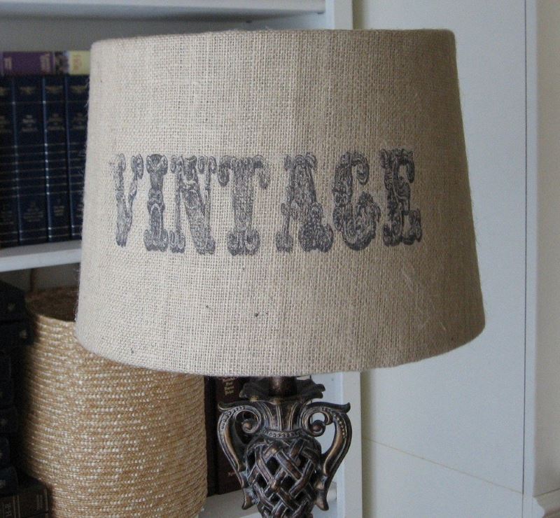 Vintage jute lampenkap voor tafellamp