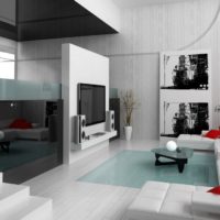 Juoda spalva minimalistinio stiliaus gyvenamajame kambaryje