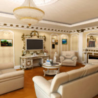Eiropas stila klasiskās viesistabas interjers