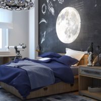 Luna sul murale nella camera da letto