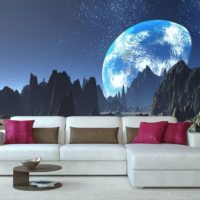 Fantastická planeta na tapetu v obývacím pokoji