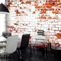 Shabby brick wall in the design of a modern living room
