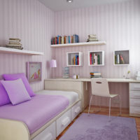 Violeta istaba modernā stilā meitenei