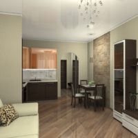 Interiér moderní kuchyně-obývací pokoj s nábytkem skříně