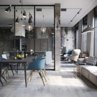 Moderne woonkamer in grijze tinten