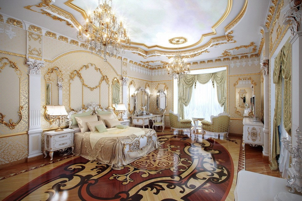 Baroka stila dzīvojamās istabas dizains