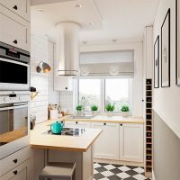 Suprojektuokite siauros virtuvės apartamentus mieste