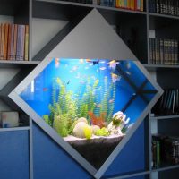Vestavěné akvárium ve tvaru diamantu