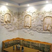 Hiasan dinding dengan plaster bertekstur