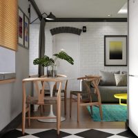 Návrh moderního obývacího pokoje v kuchyni