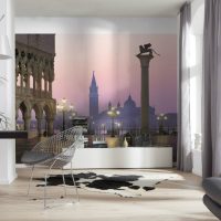 Realistické fotografické tapety na stěně obývacího pokoje