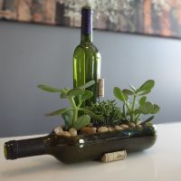 Hrnec pro pokojové rostliny ze skleněné láhve