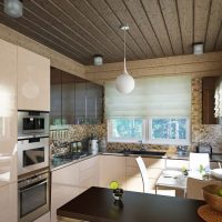 Bucătărie modernă într-o casă din lemn