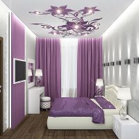 Violeta krāsa guļamistabas interjerā