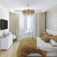 Behang in de slaapkamer met een glanzend effect