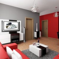 Červená barva v interiéru obývacího pokoje