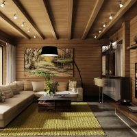 Design obývacího pokoje s dřevěným obložením
