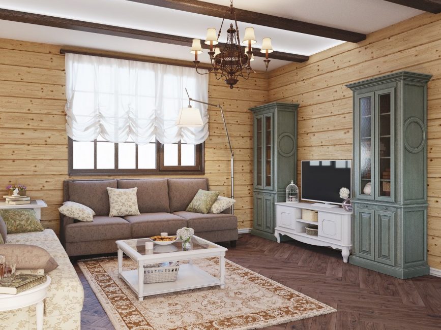 Design di soggiorno in stile country classico