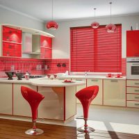 تصميم المطبخ الحديث باللون الأحمر