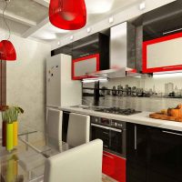 المطبخ الداخلية مع لهجات حمراء