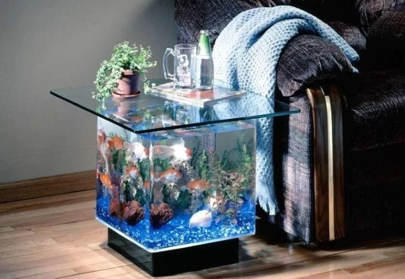 Klein aquarium als meubelstuk