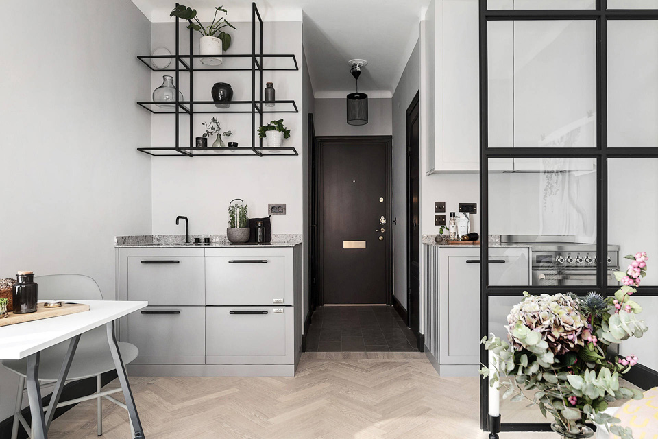 Studio appartement design in Scandinavische stijl