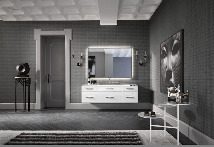 Pilkos spalvos modernaus namo salės dizainas