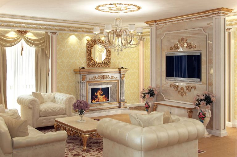 Elegantní křesla v obývacím pokoji v klasickém stylu