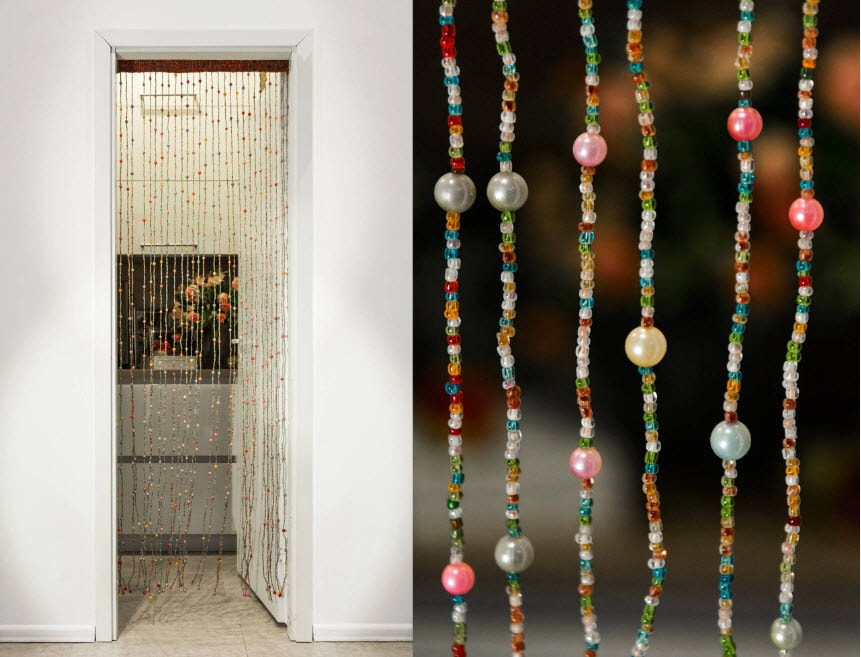 Dekoracija vrata s domaćim zavjesama od perli