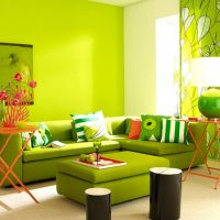 Modernas viesistabas dizains zaļā krāsā
