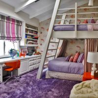 Violeta krāsa bērnu istabas dizainā