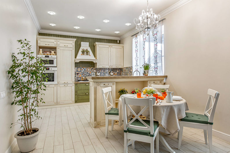 Provence style kitchen with breakfast bar