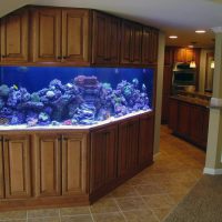 Kabinet dapur dengan akuarium bersepadu