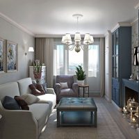 Návrh podlouhlého obývacího pokoje s nízkým stropem