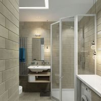 Interieur van een kleine badkamer met douche