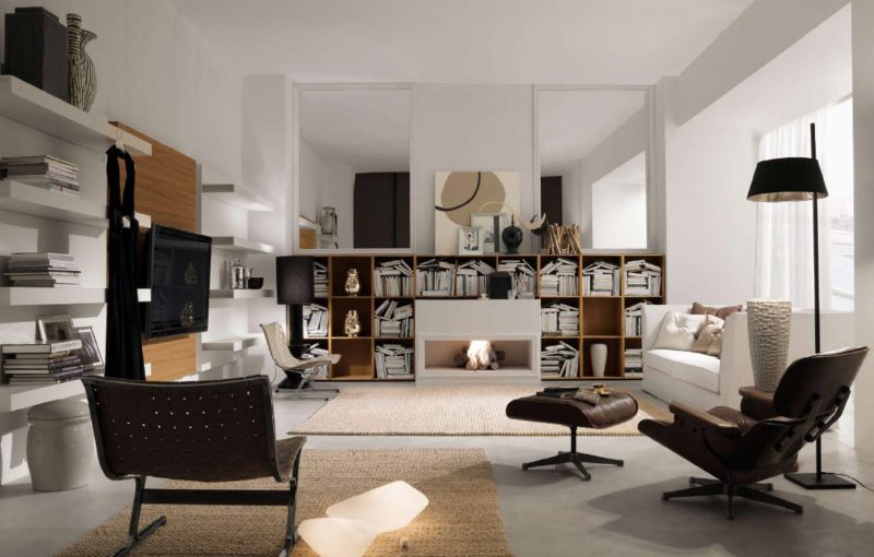 Světlý obývací pokoj ve stylu italské secese