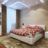 Dizaina guļamistaba ar paklāju uz grīdas