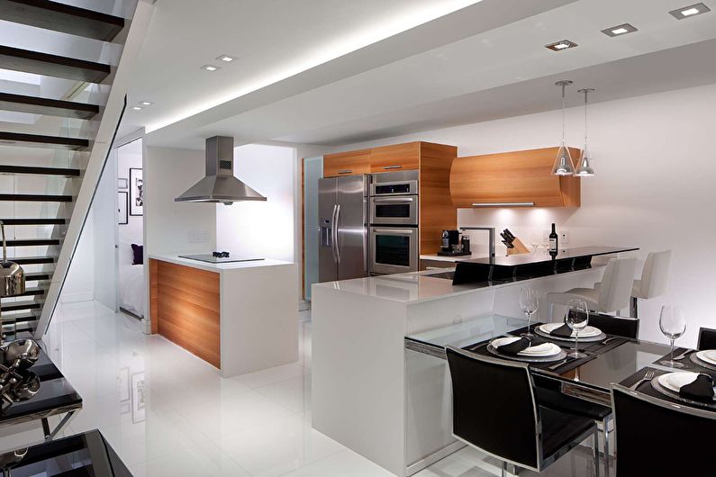 Aukštųjų technologijų modernus virtuvės dizainas