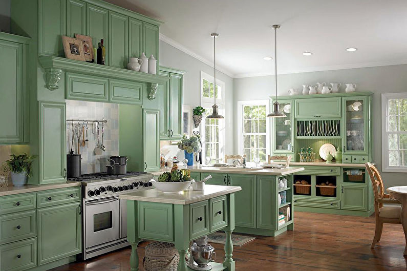 المطبخ مجموعة باللون الأخضر الفاتح