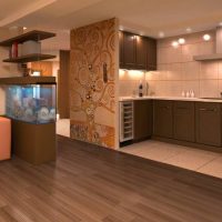 Virtuves un viesistabas grīdas seguma zonēšana