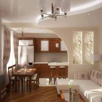 Virtuves-dzīvojamās istabas ar arku dizains