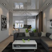 Návrh obývacího pokoje bez oken v moderním stylu
