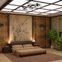 Decorațiunea din bambus a pereților dormitorului