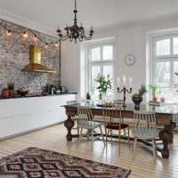 Bucătărie-sufragerie în stil scandinav