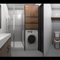 Dviejų kambarių buto atskiro vonios kambario dizainas