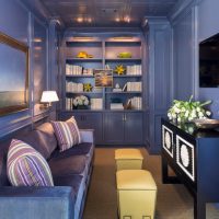 Navrhněte malý obývací pokoj v modrých tónech