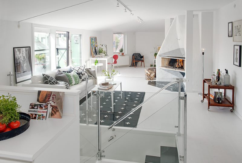 Skandinavia gaya kedua tingkat apartmen dalaman