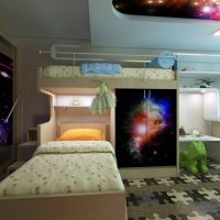 Tempat tidur di dalam bilik kanak-kanak moden